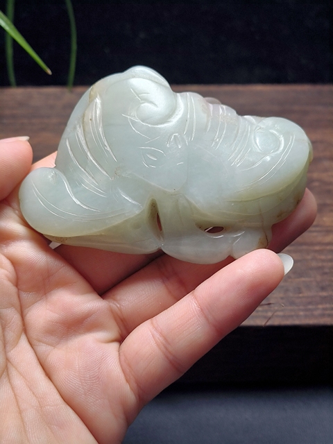 古玩玉器和田玉雕“福意綿綿”掛件真品鑒賞圖