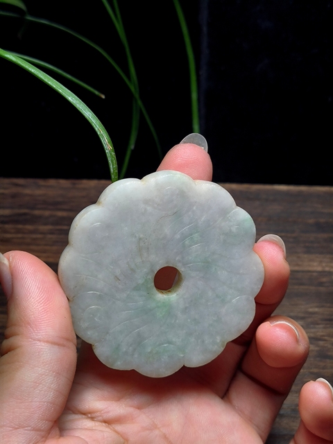 古玩玉器翡翠雕“花卉璧”真品鑒賞圖