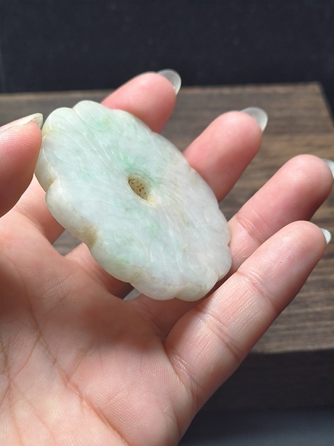 古玩玉器翡翠雕“花卉璧”真品鑒賞圖