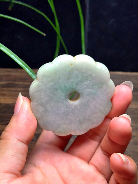 古玩玉器翡翠雕“花卉璧”真品鑒賞圖