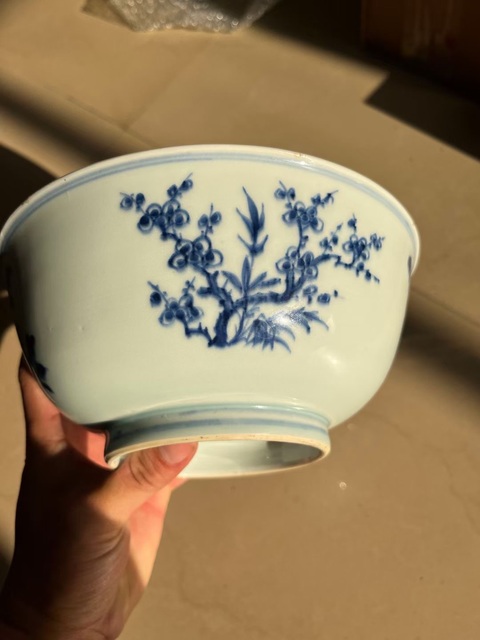 古玩陶瓷乾隆四季花卉紋青花碗真品鑒賞圖