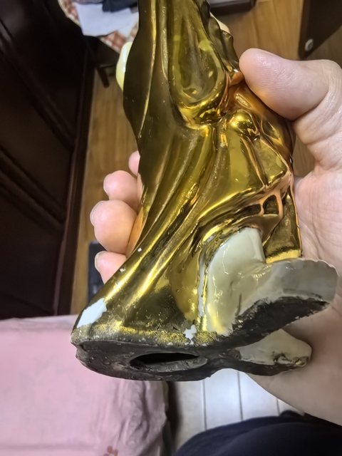 古玩陶瓷金釉彌勒佛站像真品鑒賞圖
