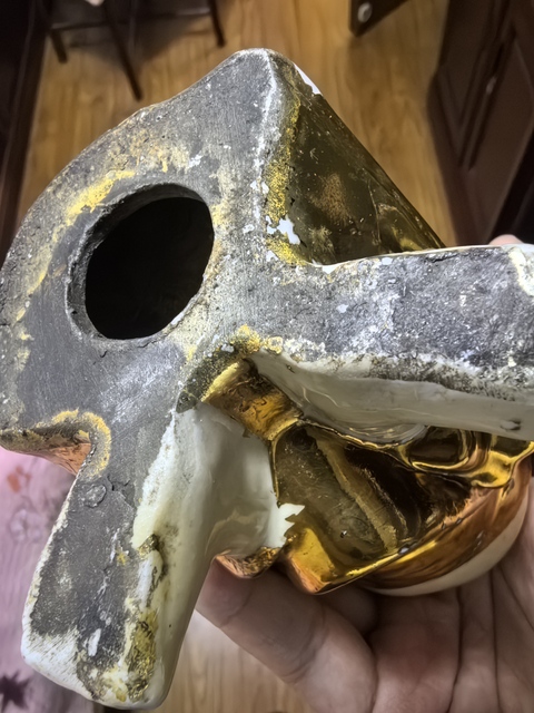 古玩陶瓷金釉彌勒佛站像真品鑒賞圖