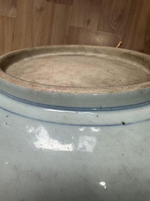 古玩陶瓷梵字紋青花盤真品鑒賞圖