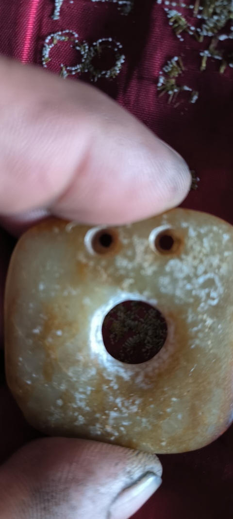 古玩玉器仿文化期三孔璧真品鑒賞圖