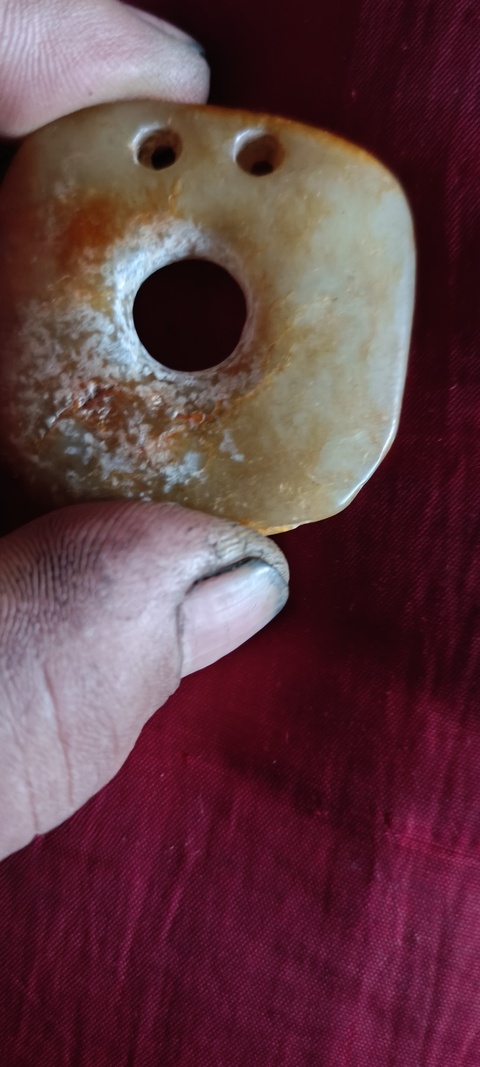 古玩玉器仿文化期三孔璧真品鑒賞圖