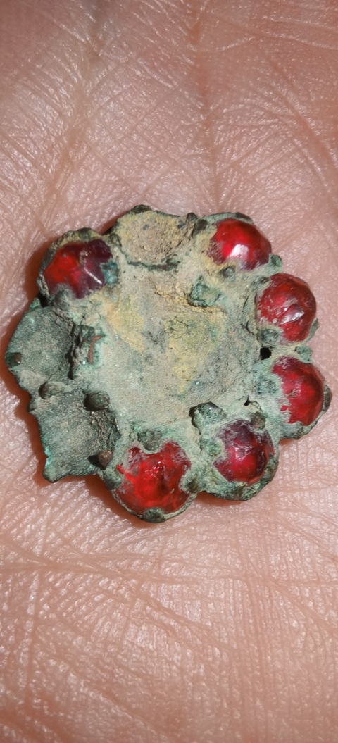 古玩玉器嵌寶石色琉璃帽飾真品鑒賞圖