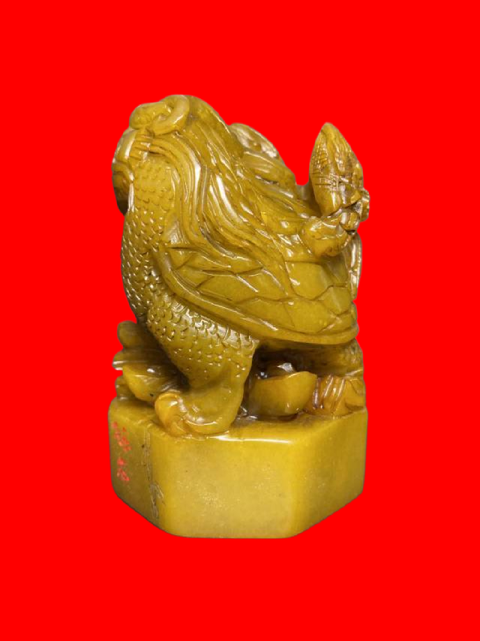 古玩雜項壽山石雕六角瑞獸戲球印拍賣,當前價格3900元