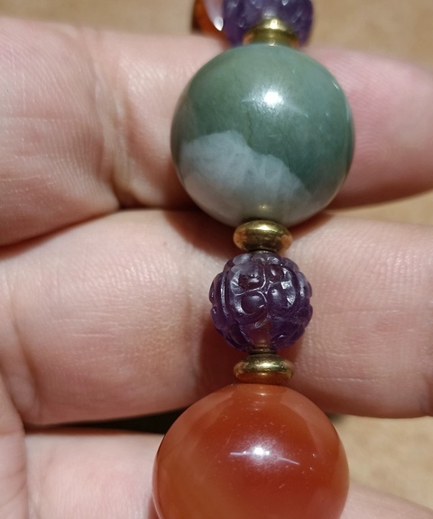 古玩玉器瑪瑙翡翠多寶珠串真品鑒賞圖