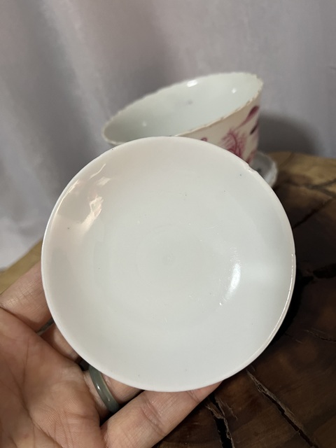 古玩陶瓷胭脂紅山水紋蓋碗真品鑒賞圖