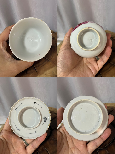 古玩陶瓷胭脂紅山水紋蓋碗真品鑒賞圖