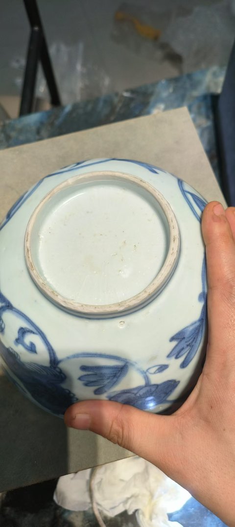 古玩陶瓷青花獅子穿花圖茶碗真品鑒賞圖