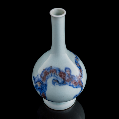 古玩陶瓷民國 青花釉里紅龍紋瓶真品鑒賞圖