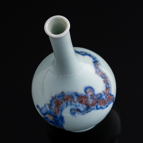 古玩陶瓷民國 青花釉里紅龍紋瓶真品鑒賞圖