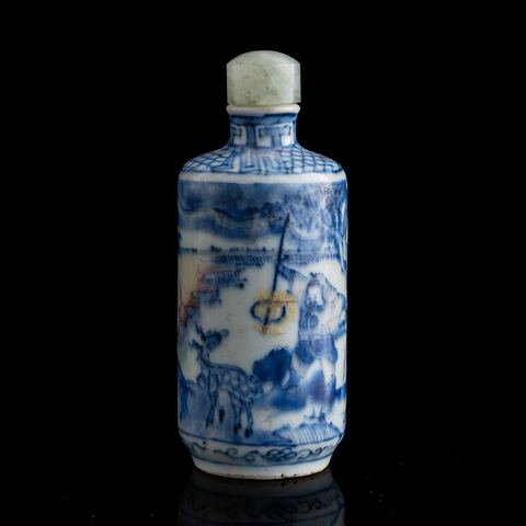 古玩陶瓷青花釉里紅人物故事紋鼻煙壺真品鑒賞圖
