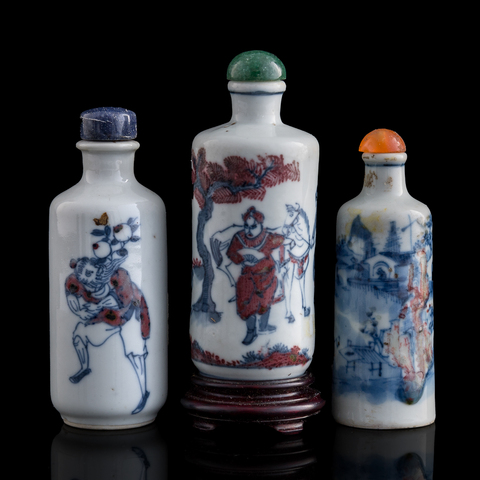 古玩陶瓷青花釉里紅人物故事鼻煙壺真品鑒賞圖