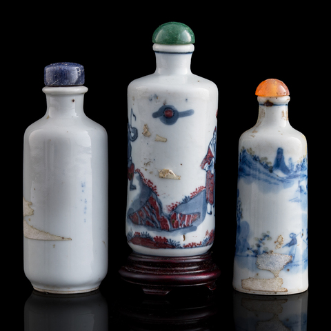 古玩陶瓷青花釉里紅人物故事鼻煙壺真品鑒賞圖