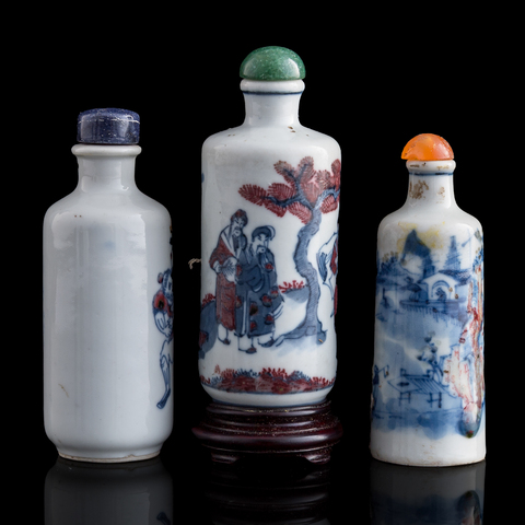 古玩陶瓷青花釉里紅人物故事鼻煙壺真品鑒賞圖