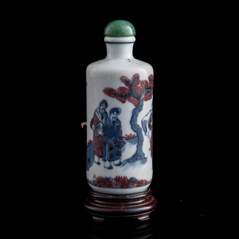 古玩陶瓷青花釉里紅人物故事鼻煙壺真品鑒賞圖
