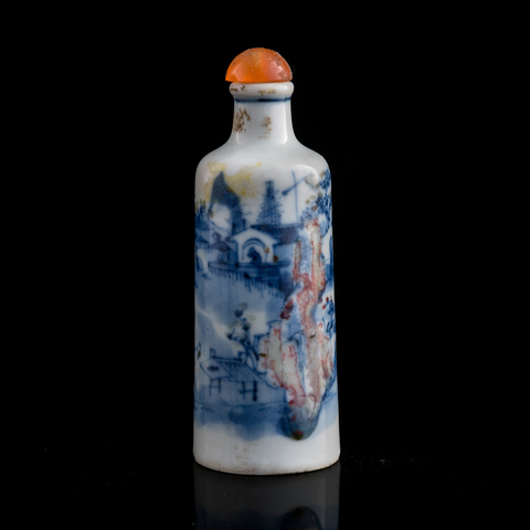 古玩陶瓷青花釉里紅人物故事鼻煙壺真品鑒賞圖