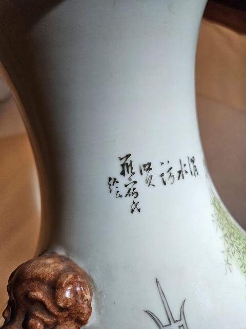 古玩陶瓷文王訪賢人物瓶真品鑒賞圖