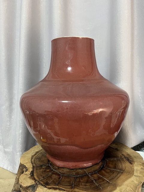 古玩陶瓷紅釉尊瓶真品鑒賞圖