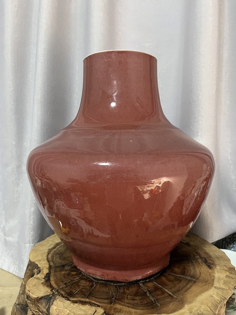 古玩陶瓷紅釉尊瓶真品鑒賞圖