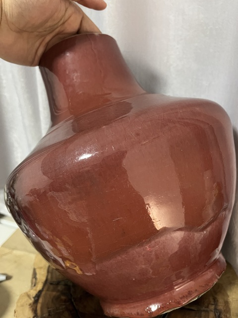 古玩陶瓷紅釉尊瓶真品鑒賞圖
