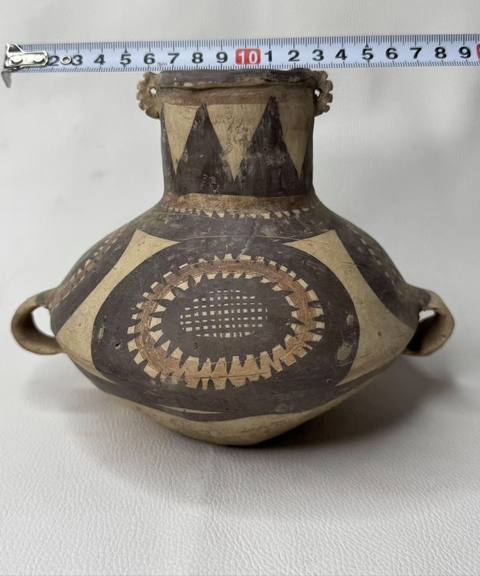 古玩陶瓷彩繪雙系陶壺真品鑒賞圖
