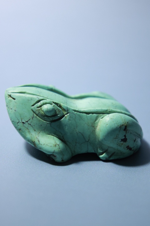 古玩玉器松石青蛙真品鑒賞圖