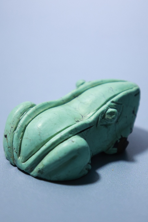 古玩玉器松石青蛙真品鑒賞圖