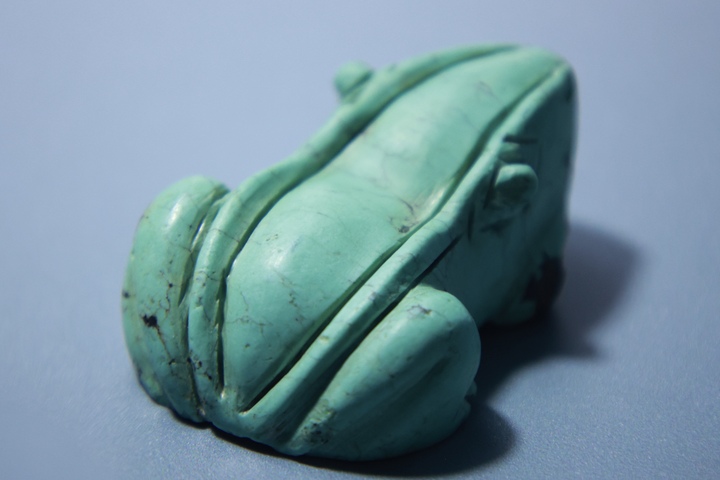 古玩玉器松石青蛙真品鑒賞圖