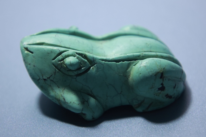 古玩玉器松石青蛙真品鑒賞圖