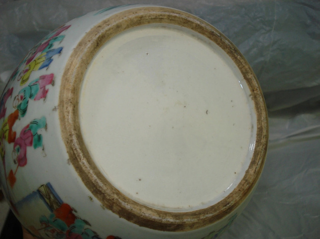 古玩陶瓷粉彩百子鬧春圖西瓜罐真品鑒賞圖