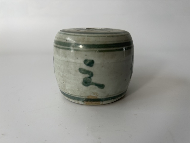 古玩陶瓷醴陵窯神必佑之青花燭臺真品鑒賞圖