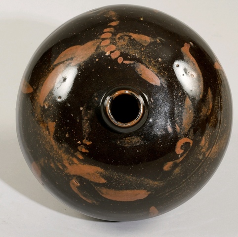 古玩陶瓷磁州窯鐵銹花嘟嚕瓶真品鑒賞圖