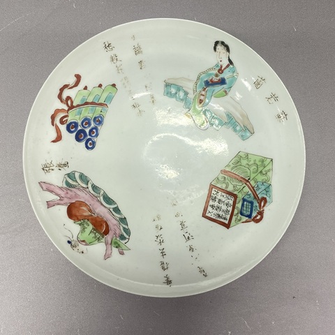 古玩陶瓷民國(guó)·無雙譜粉彩盤拍賣,當(dāng)前價(jià)格289元
