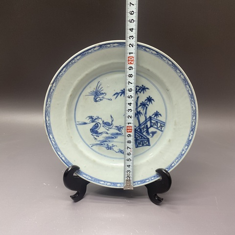 古玩陶瓷飛鳴食宿蘆雁紋青花盤真品鑒賞圖