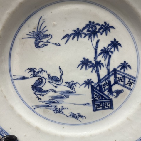 古玩陶瓷飛鳴食宿蘆雁紋青花盤真品鑒賞圖