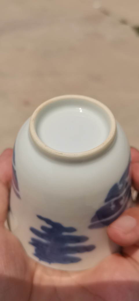 古玩陶瓷青花人物杯碟一套真品鑒賞圖