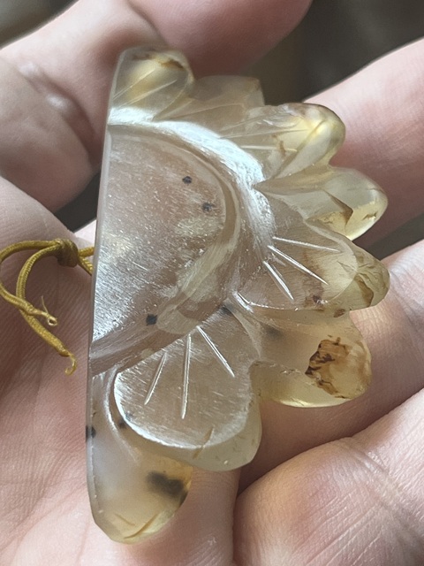 古玩玉器瑪瑙雕“花卉牌”(殘改件)真品鑒賞圖