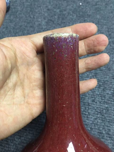 古玩陶瓷鈞紅窯變釉天球瓶真品鑒賞圖