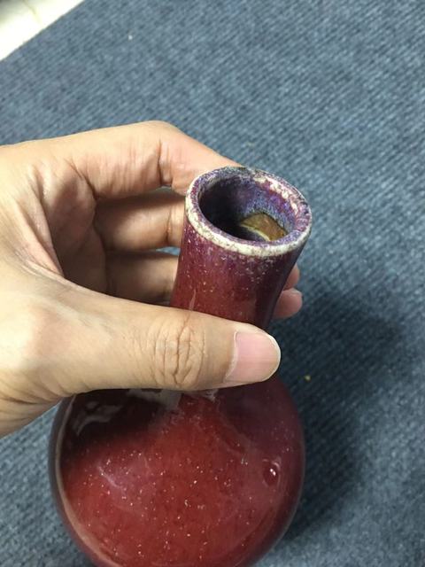 古玩陶瓷鈞紅窯變釉天球瓶真品鑒賞圖