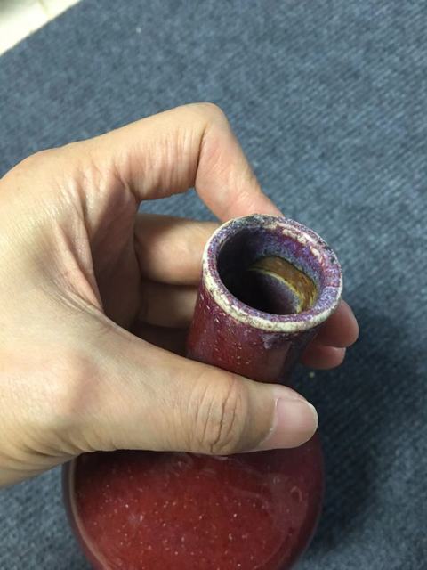古玩陶瓷鈞紅窯變釉天球瓶真品鑒賞圖
