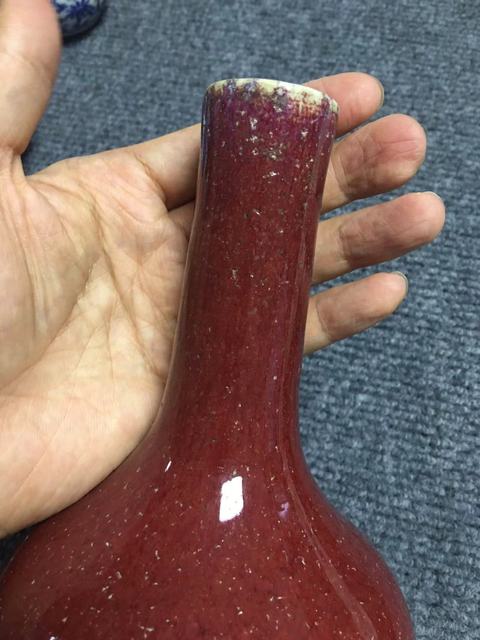 古玩陶瓷鈞紅窯變釉天球瓶真品鑒賞圖