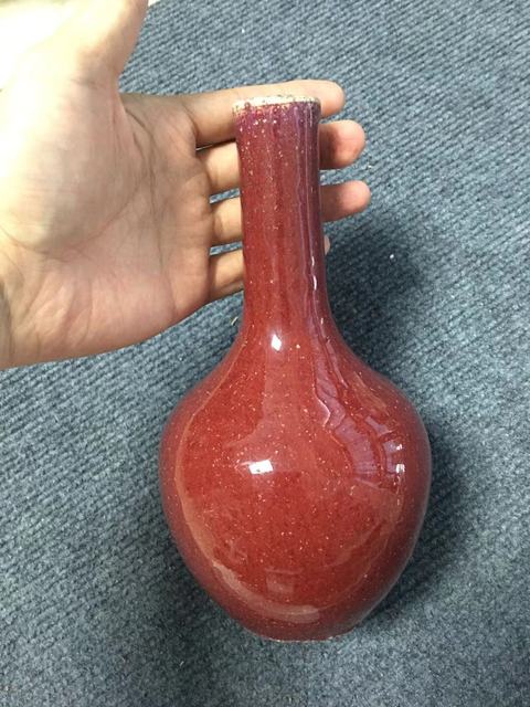 古玩陶瓷鈞紅窯變釉天球瓶真品鑒賞圖