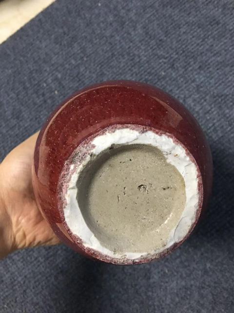 古玩陶瓷鈞紅窯變釉天球瓶真品鑒賞圖