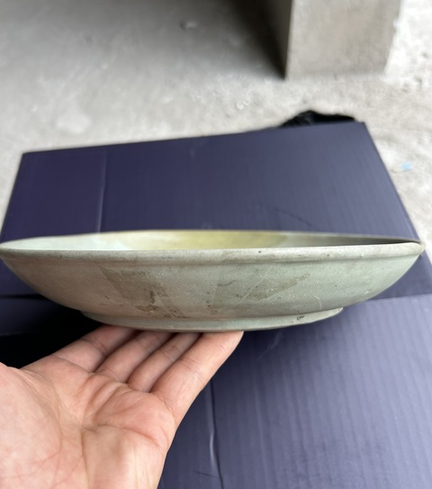 古玩陶瓷明代早期龍泉窯青釉印花盤拍賣,當前價格888元