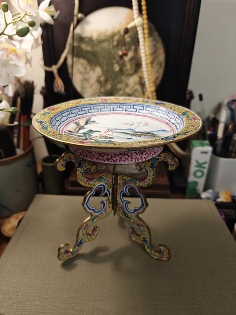 古玩陶瓷山水紋盤真品鑒賞圖