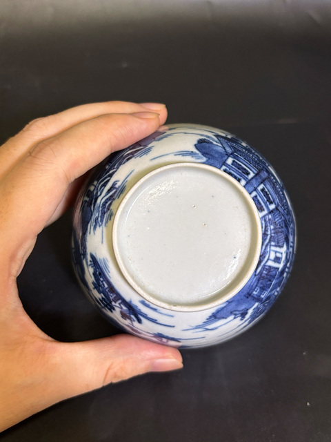 古玩陶瓷青花山水人物紋杯碟真品鑒賞圖